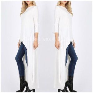 Callie Flow: Hi Low Ivory White Tunic Top